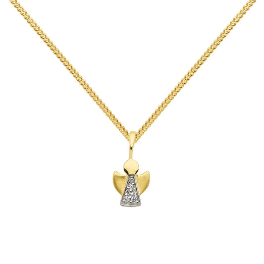 Anhänger Engel mit Zirkonia mit Kette 1,1 mm 333-8 Karat Gold