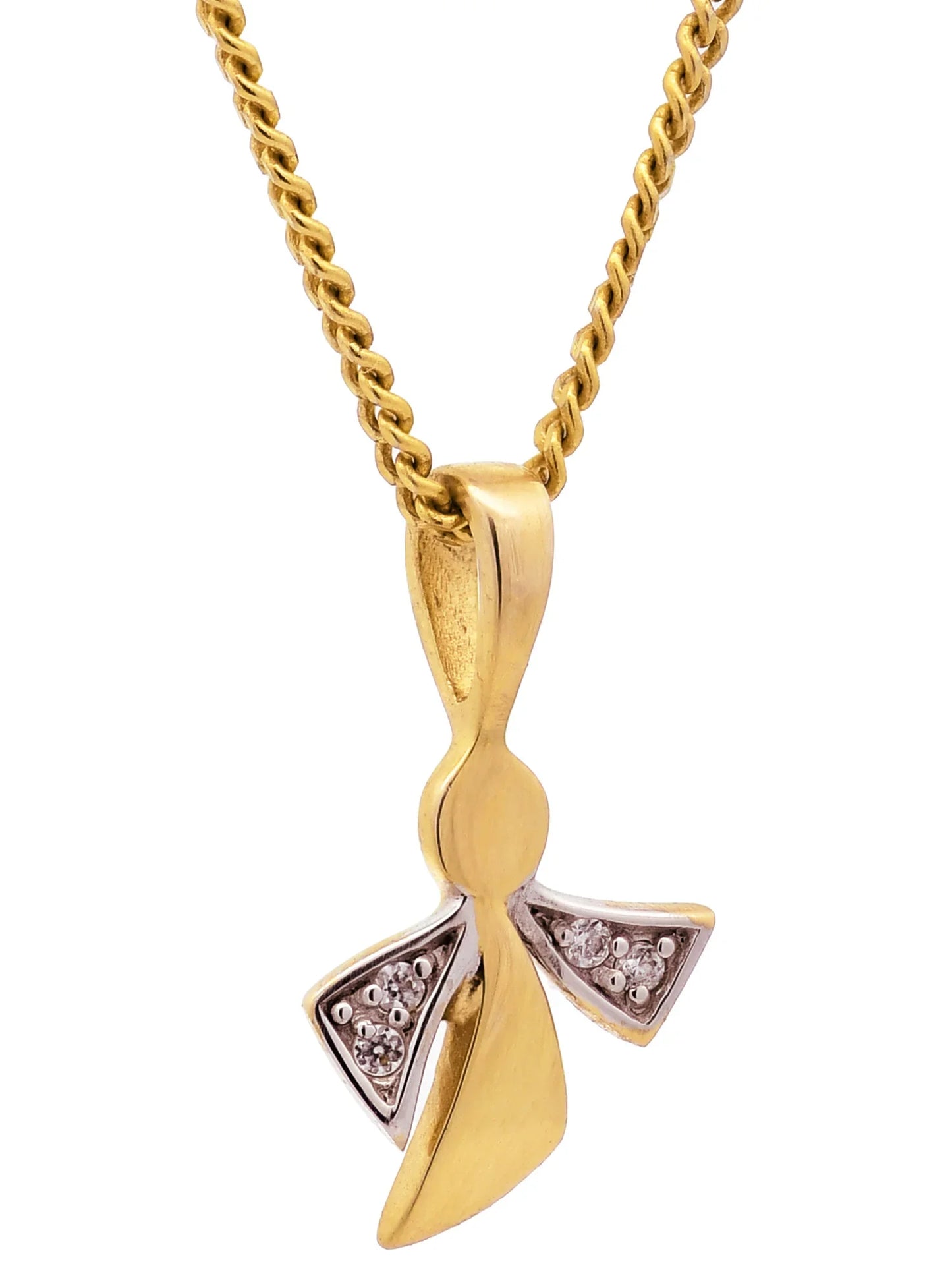 Anhänger Engel mit Zirkonia mit Kette 1,1 mm 333-8 Karat Gold