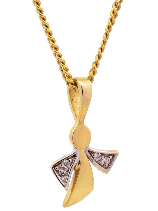 Anhänger Engel mit Zirkonia mit Kette 1,1 mm 333-8 Karat Gold