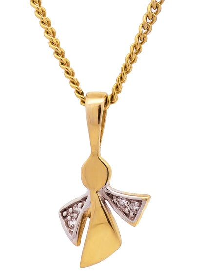Anhänger Engel mit Zirkonia mit Kette 1,1 mm 333-8 Karat Gold