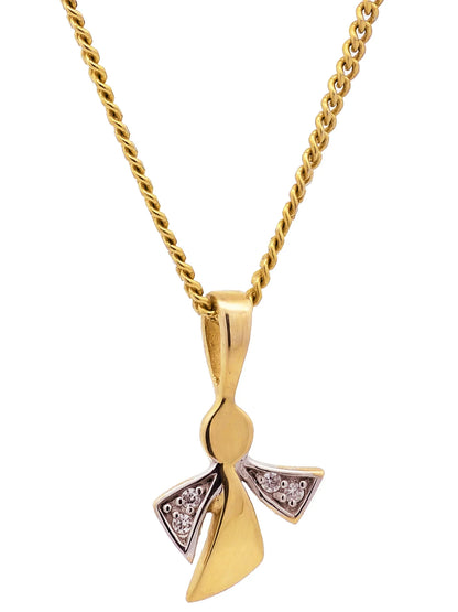 Anhänger Engel mit Zirkonia mit Kette 1,1 mm 333-8 Karat Gold