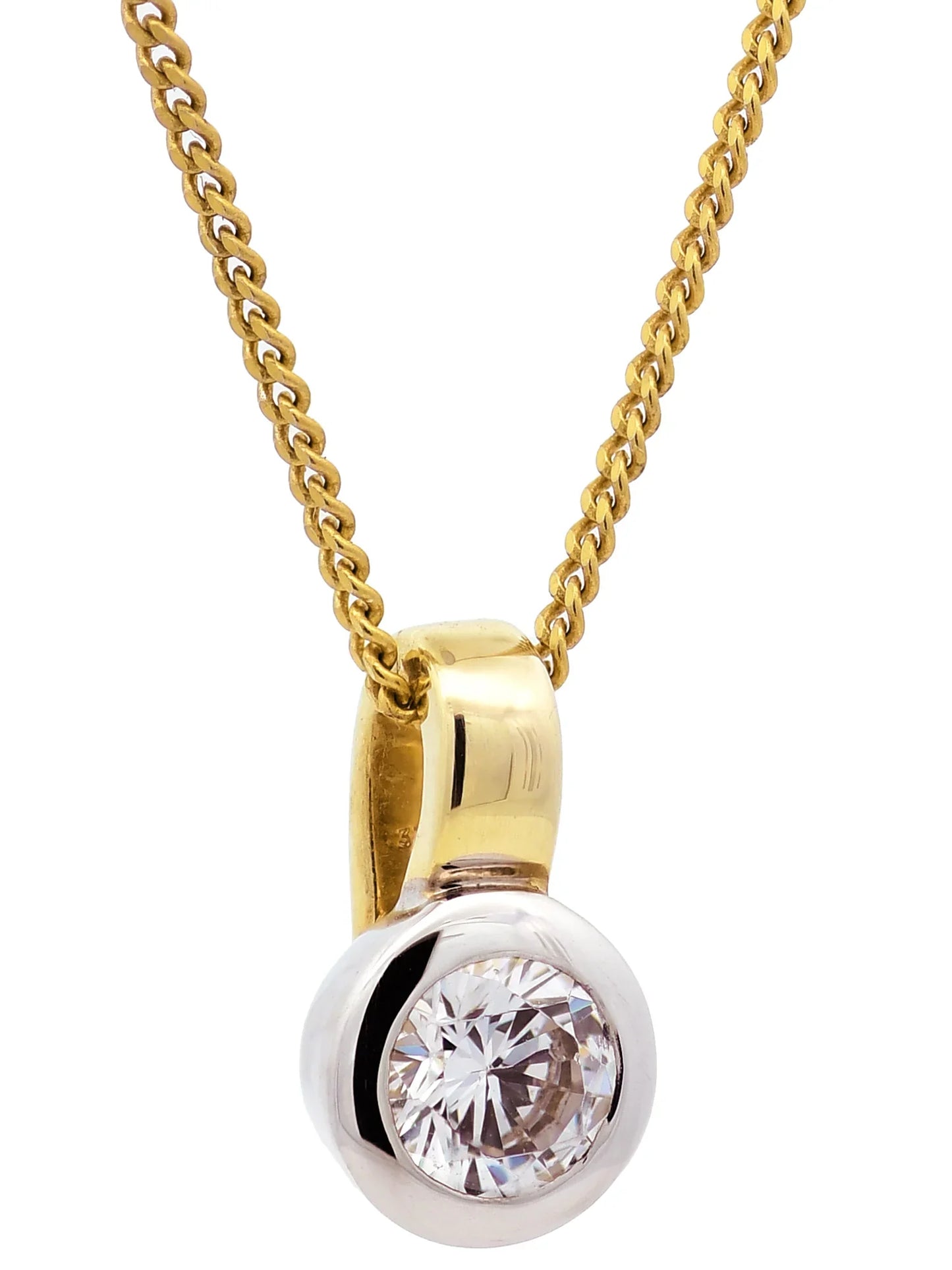 Gold Anhänger Zirkonia mit Goldkette massiv 333-8 Karat Gold
