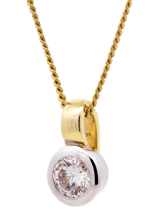 Gold Anhänger Zirkonia mit Goldkette massiv 333-8 Karat Gold