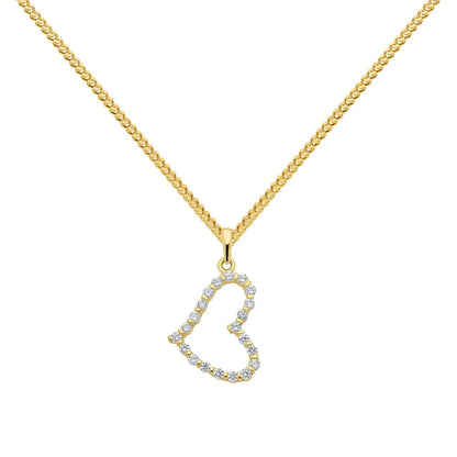 Anhänger Herz mit Zirkonia mit Kette 1,1 mm 333-8 Karat Gold