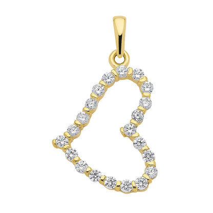 Anhänger Herz mit Zirkonia mit Kette 1,1 mm 333-8 Karat Gold