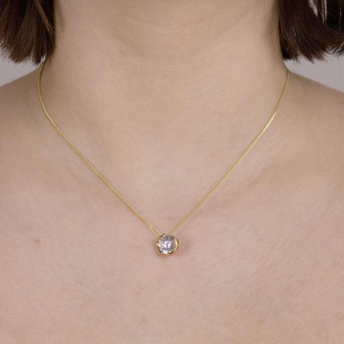 Anhänger Zirkonia  375 - 9 Karat Gold mit vergoldeter Silberkette