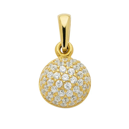 Anhänger aus Gold rhodiniert mit Zirkonia Steinen aus massiv 333 - 8 kt Gelbgold