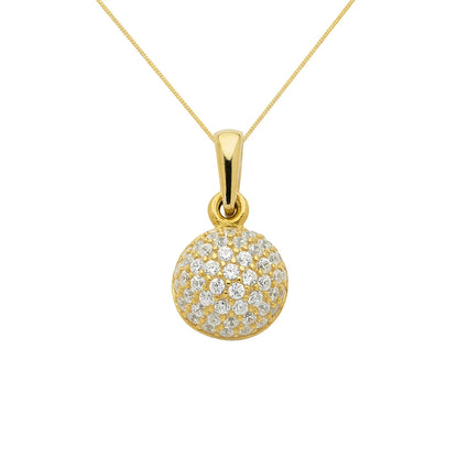 Anhänger aus Gold rhodiniert mit Zirkonia Steinen aus massiv 333 - 8 kt Gelbgold  mit massiver Goldkette