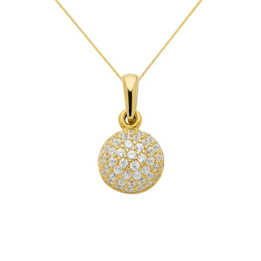 Anhänger aus Gold rhodiniert mit Zirkonia Steinen aus massiv 333 - 8 kt Gelbgold  mit massiver Goldkette