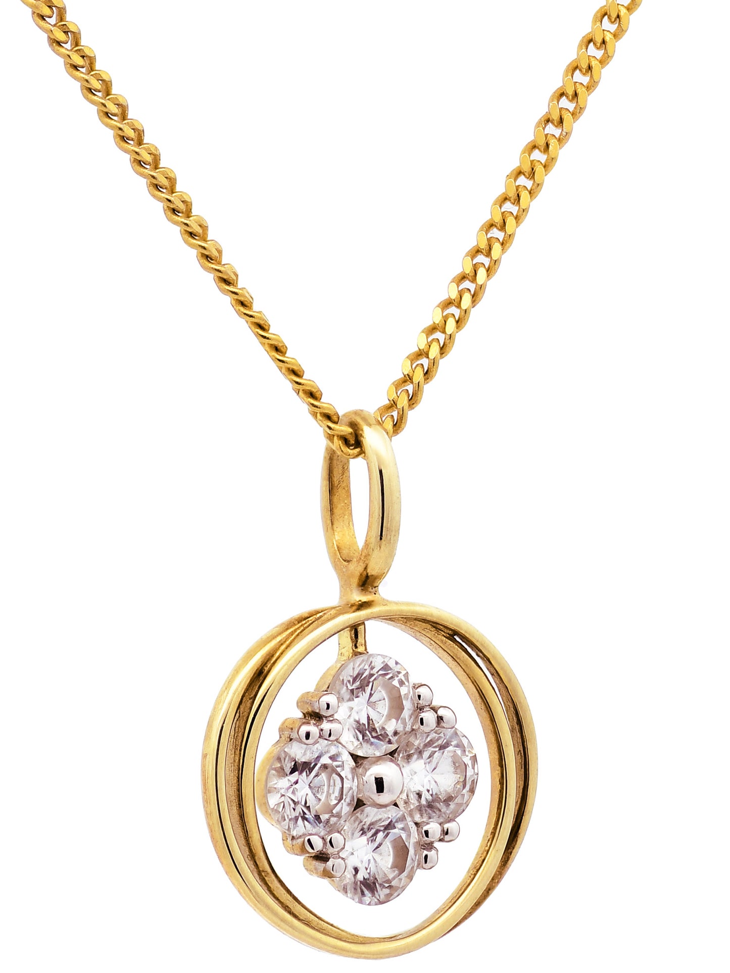 Gold Anhänger Zirkonia mit Goldkette massiv 333-8 Karat Gold