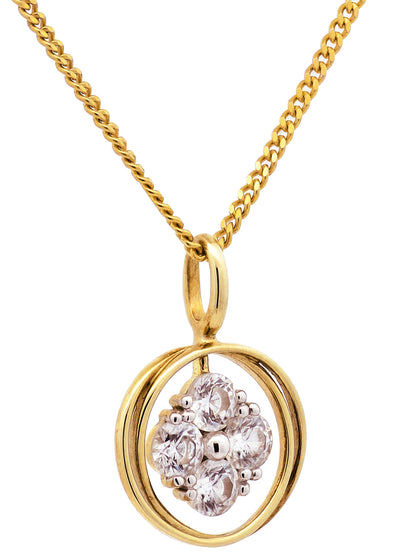 Gold Anhänger Zirkonia mit Goldkette massiv 333-8 Karat Gold
