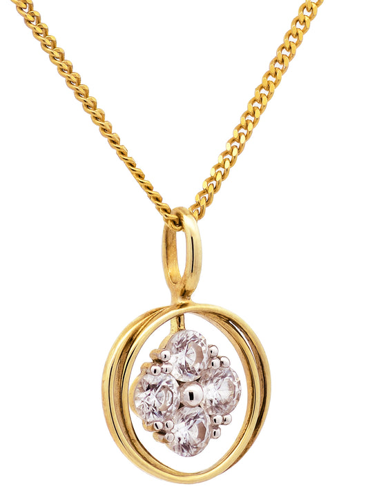 Gold Anhänger Zirkonia mit Goldkette massiv 333-8 Karat Gold