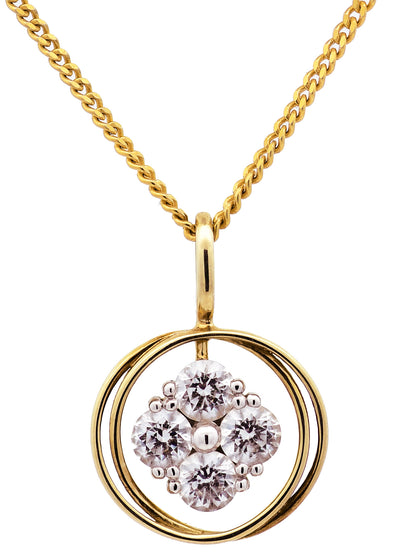 Gold Anhänger Zirkonia mit Goldkette massiv 333-8 Karat Gold