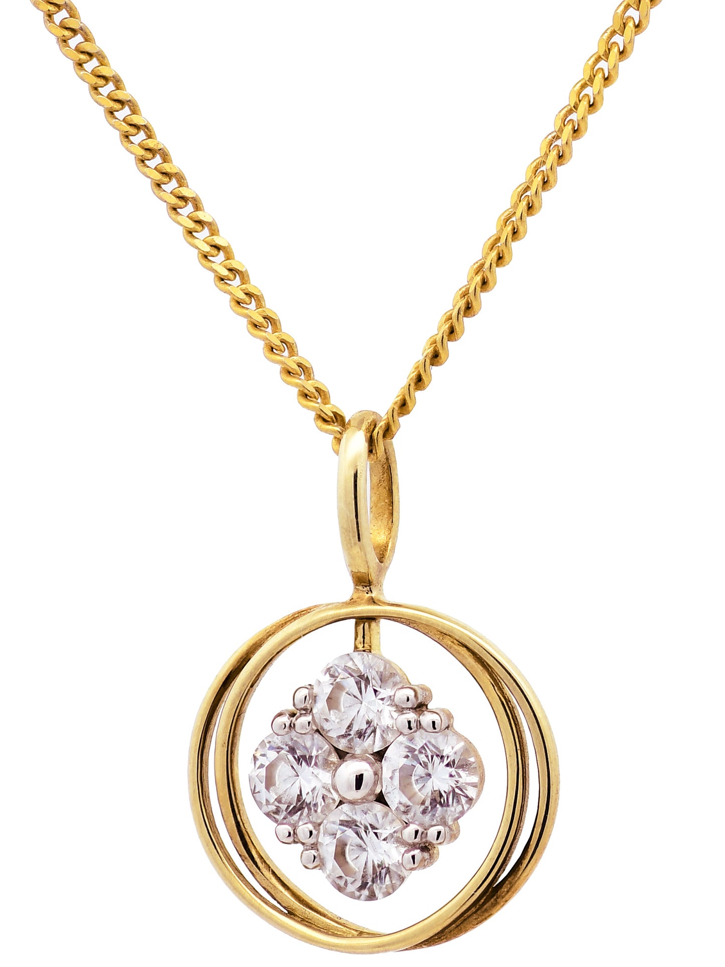Gold Anhänger Zirkonia mit Goldkette massiv 333-8 Karat Gold