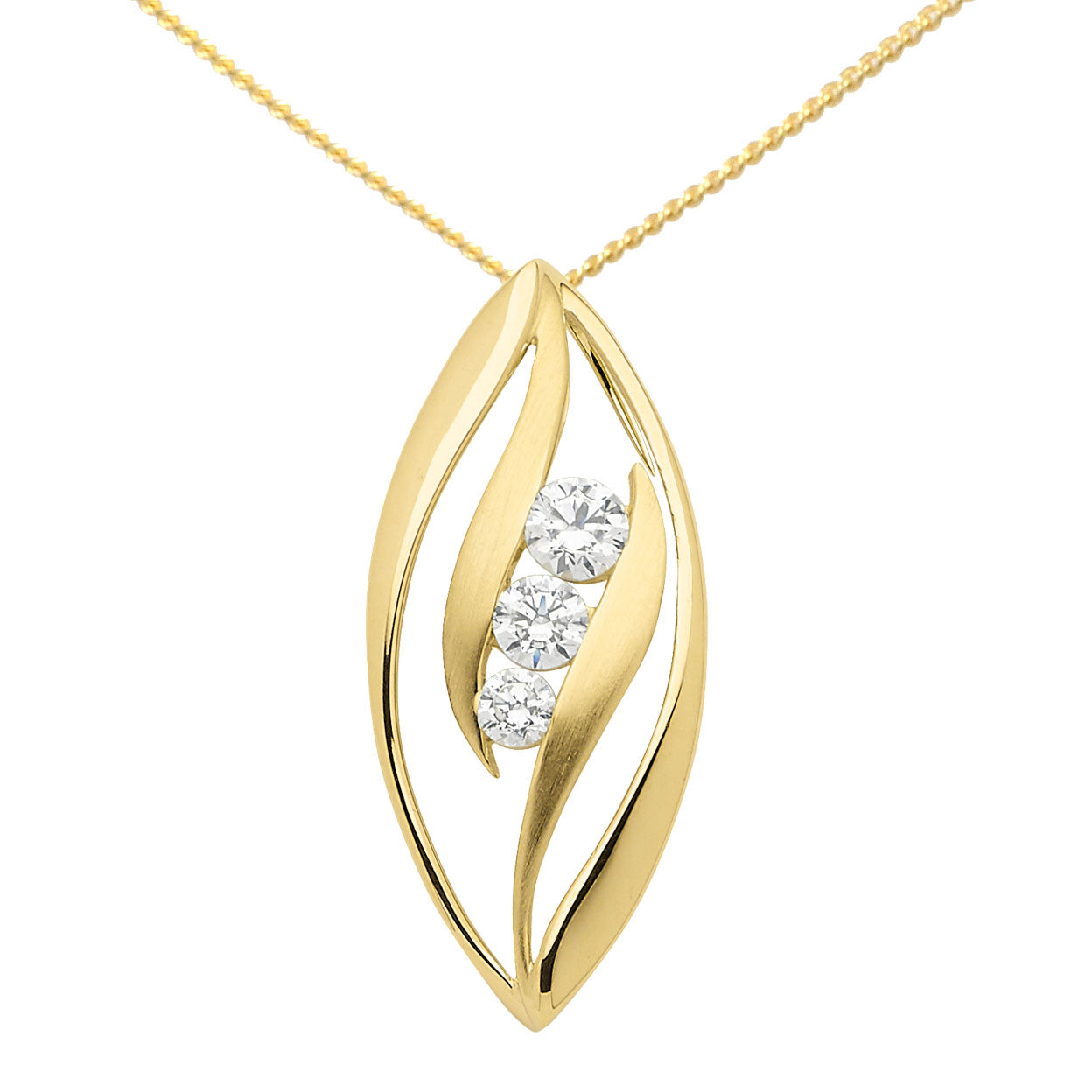 Anhänger aus Gold mit Zirkonia Steinen aus massiv 333 - 8 kt Gelbgold  mit massiver Goldkette