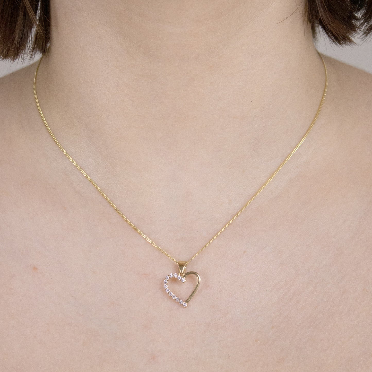 Kettenanhänger Gold Anhänger Herz Zirkonia massiv 333 - 8 Karat Gold