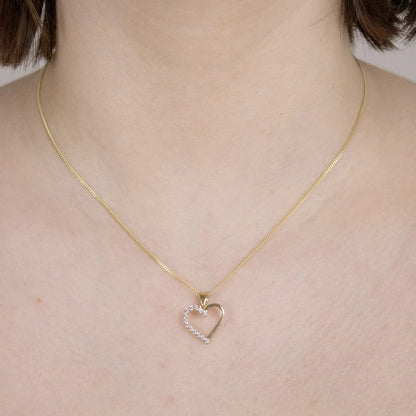 Gold Anhänger Herz Zirkonia mit Goldkette massiv 333 - 8 Karat Gold
