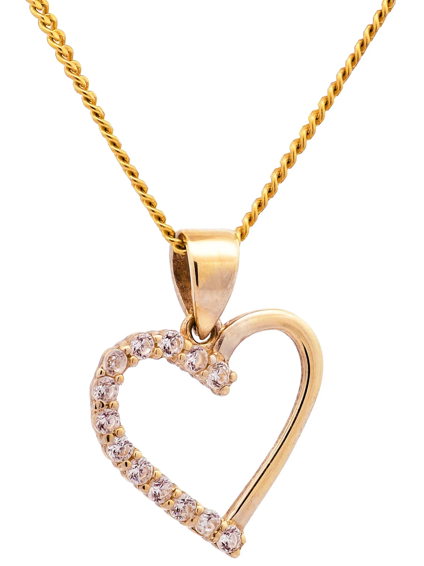 Gold Anhänger Herz Zirkonia mit Goldkette massiv 333 - 8 Karat Gold