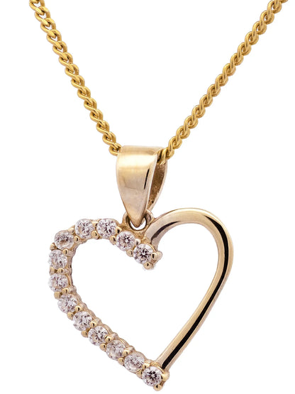 Gold Anhänger Herz Zirkonia mit Goldkette massiv 333 - 8 Karat Gold