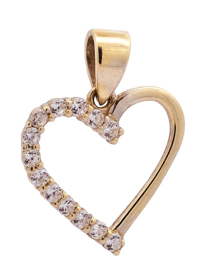 Gold Anhänger Herz Zirkonia mit Goldkette massiv 333 - 8 Karat Gold