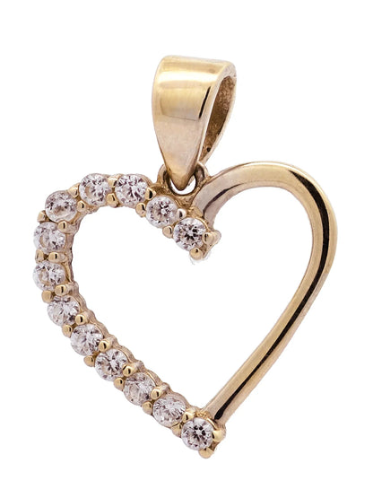 Gold Anhänger Herz Zirkonia mit Goldkette massiv 333 - 8 Karat Gold