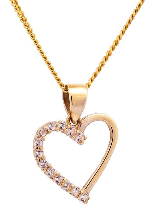 Anhänger Herz Zirkonia  333-8 Karat Gold mit vergoldeter Silberkette