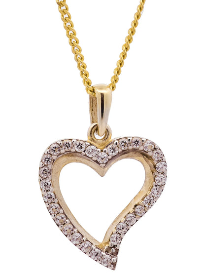 Gold Anhänger Herz Zirkonia mit Goldkette massiv 333-8 Karat Gold