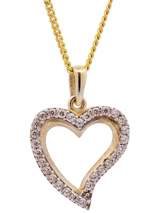 Gold Anhänger Herz Zirkonia mit Goldkette massiv 333-8 Karat Gold