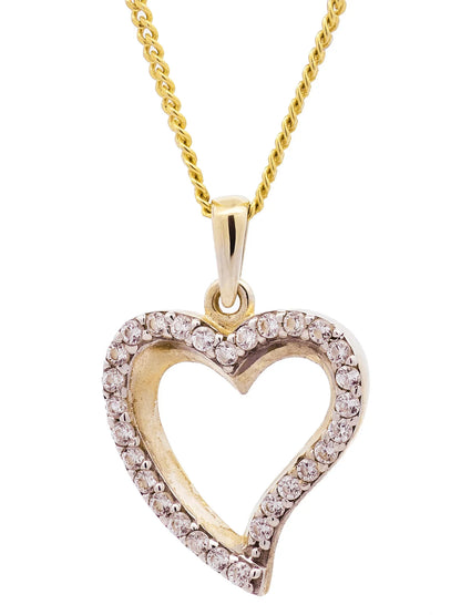 Gold Anhänger Herz Zirkonia mit Goldkette massiv 333-8 Karat Gold