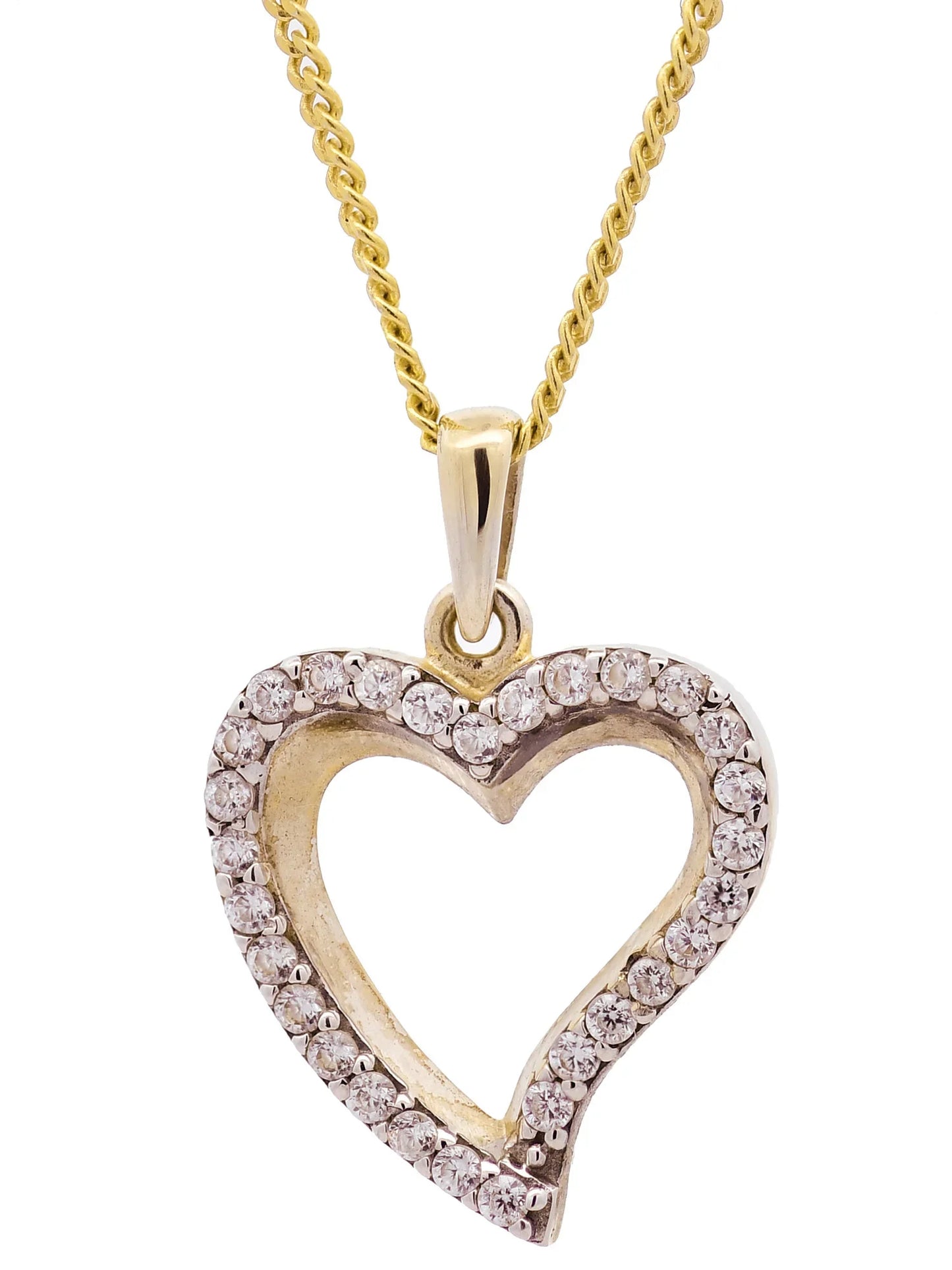 Gold Anhänger Herz Zirkonia mit Goldkette massiv 333-8 Karat Gold