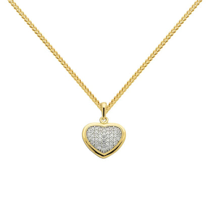 Gold Anhänger Herz Zirkonia mit Goldkette massiv 333-8 Karat Gold