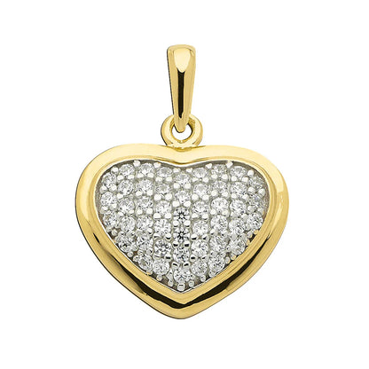 Gold Anhänger Herz Zirkonia mit Goldkette massiv 333-8 Karat Gold