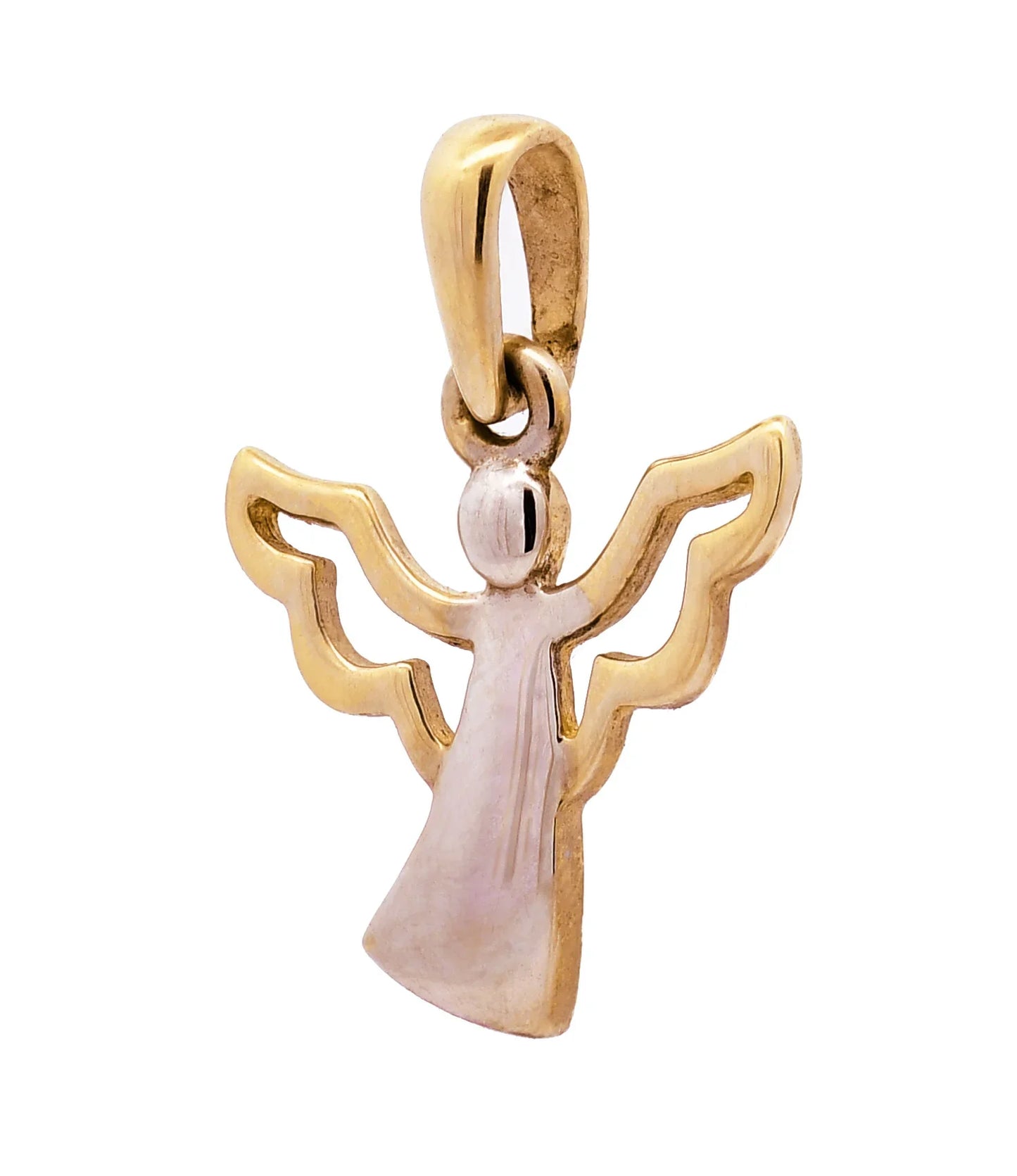 Gold Anhänger Engel  mit Goldkette massiv 333-8 Karat Gold rhodiniert