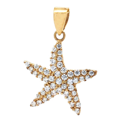 Gold Anhänger Seestern Zirkonia  mit Goldkette massiv 333-8 Karat Gold