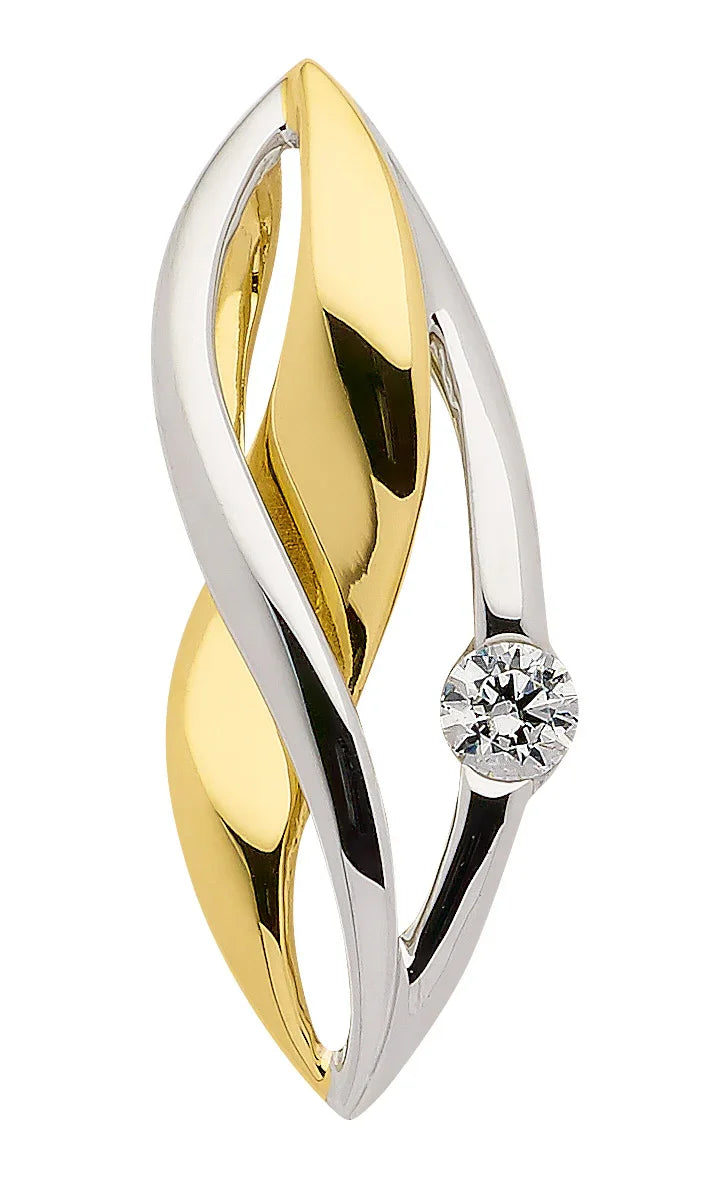 Anhänger aus Gold rhodiniert mit Zirkonia Steinen aus massiv 333 - 8 kt Gelbgold mit massiver Goldkette