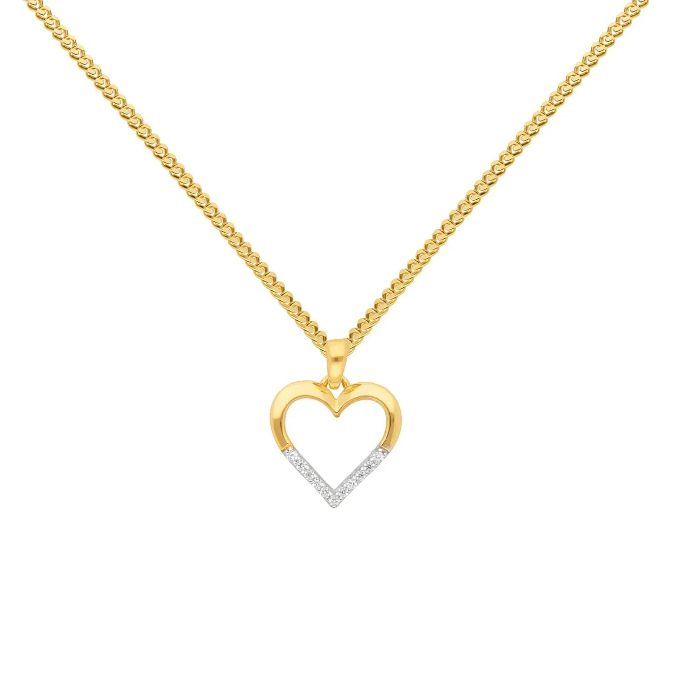 Anhänger Herz mit Zirkonia mit Kette 1,1 mm 333-8 Karat Gold