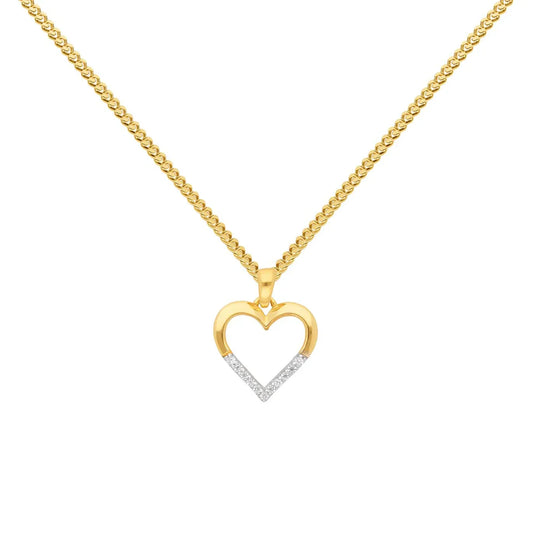 Anhänger Herz mit Zirkonia mit Kette 1,1 mm 333-8 Karat Gold