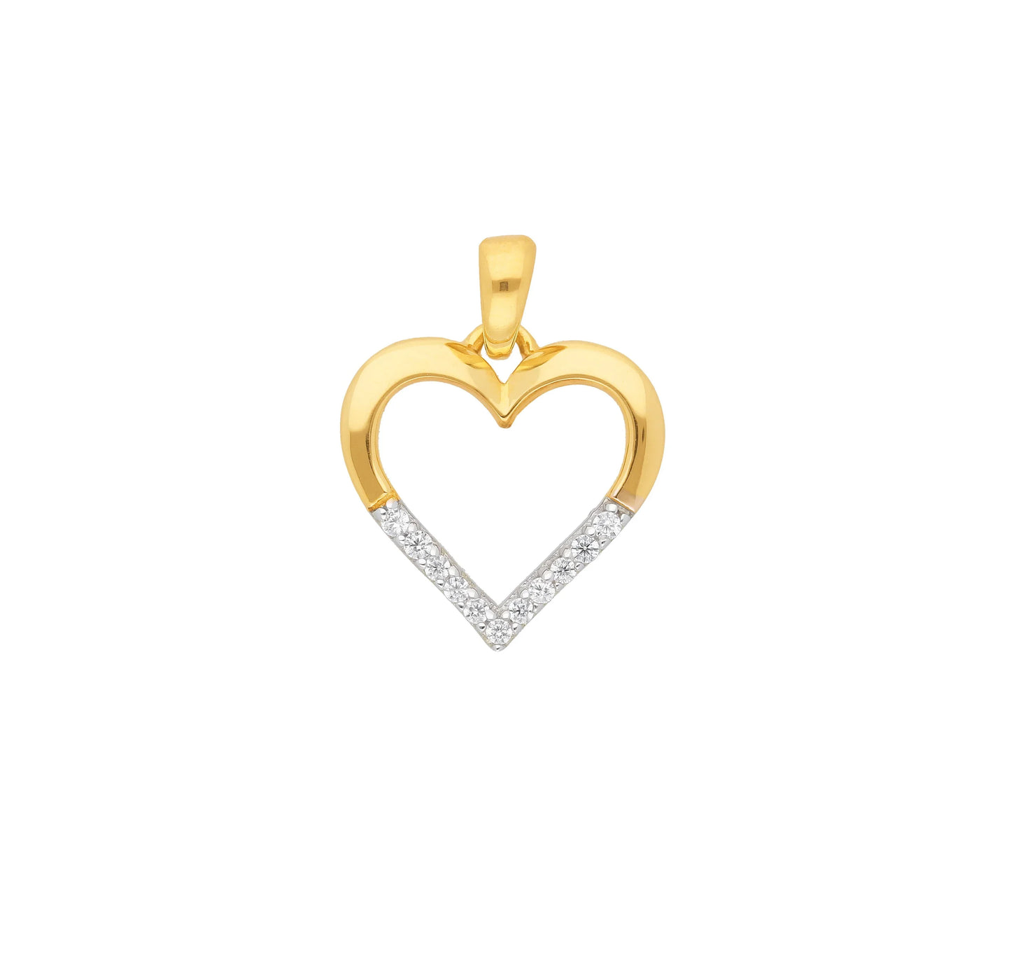 Anhänger Herz mit Zirkonia mit Kette 1,1 mm 333-8 Karat Gold