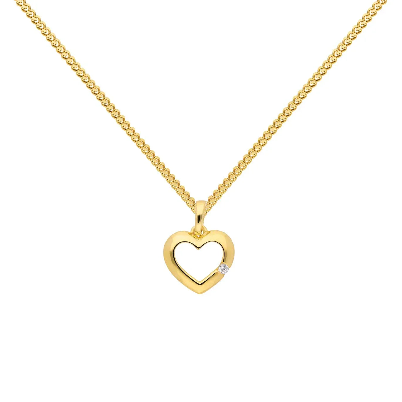Gold Anhänger Herz Zirkonia mit Goldkette massiv 333 - 8 Karat Gold