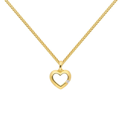 Gold Anhänger Herz Zirkonia mit Goldkette massiv 333 - 8 Karat Gold