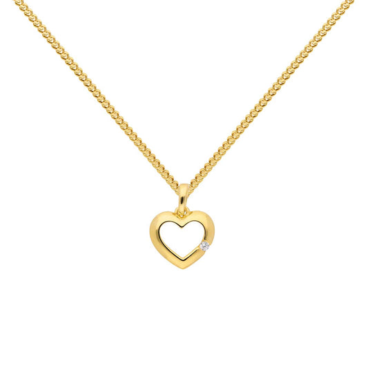 Gold Anhänger Herz Zirkonia mit Goldkette massiv 333 - 8 Karat Gold