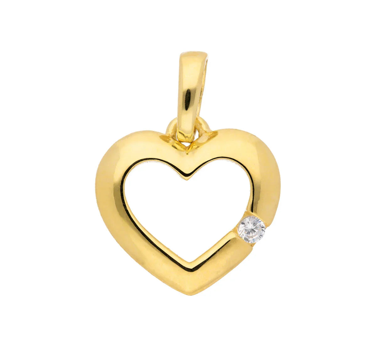 Gold Anhänger Herz Zirkonia mit Goldkette massiv 333 - 8 Karat Gold