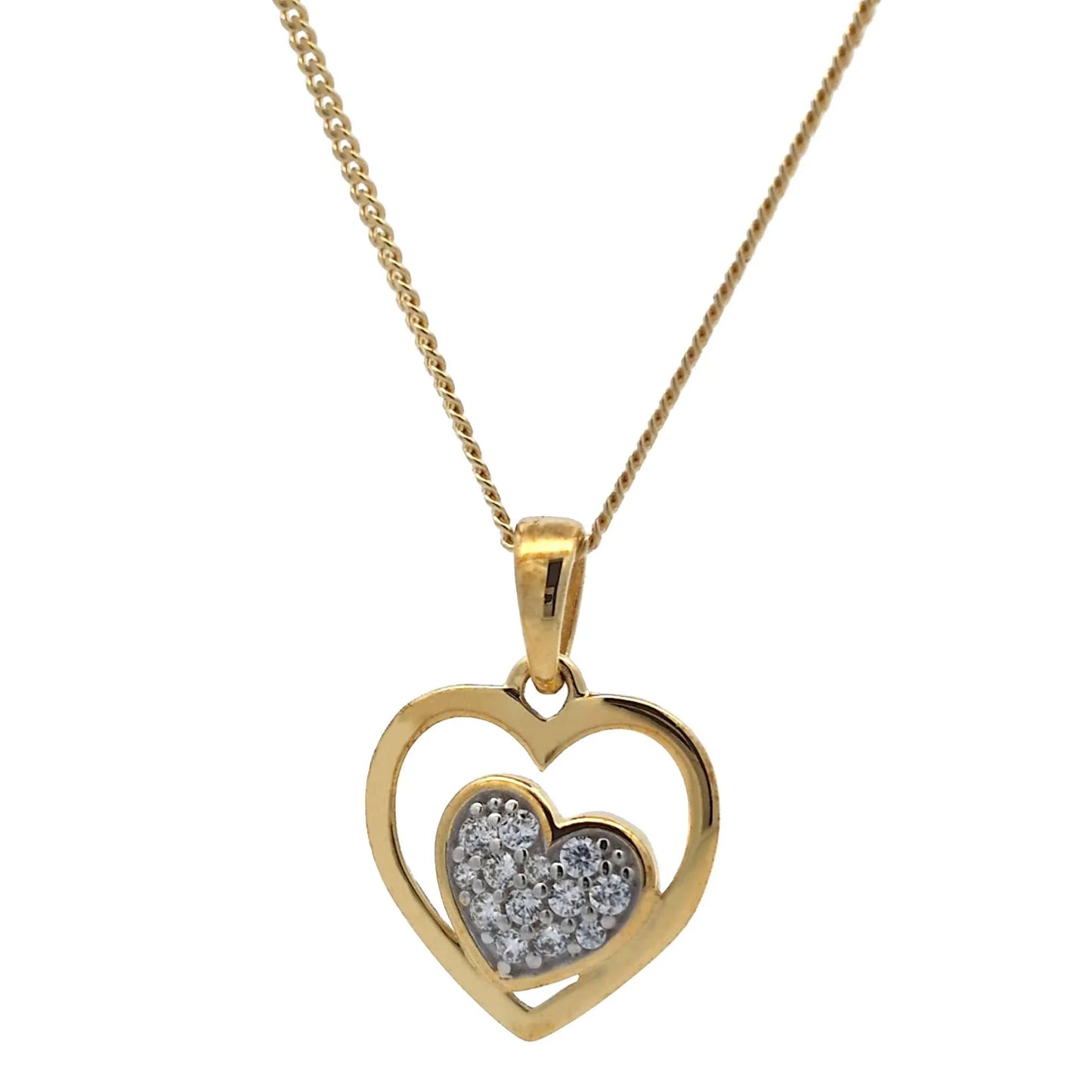 Gold Anhänger Herz Zirkonia mit Goldkette massiv 333 - 8 Karat Gold