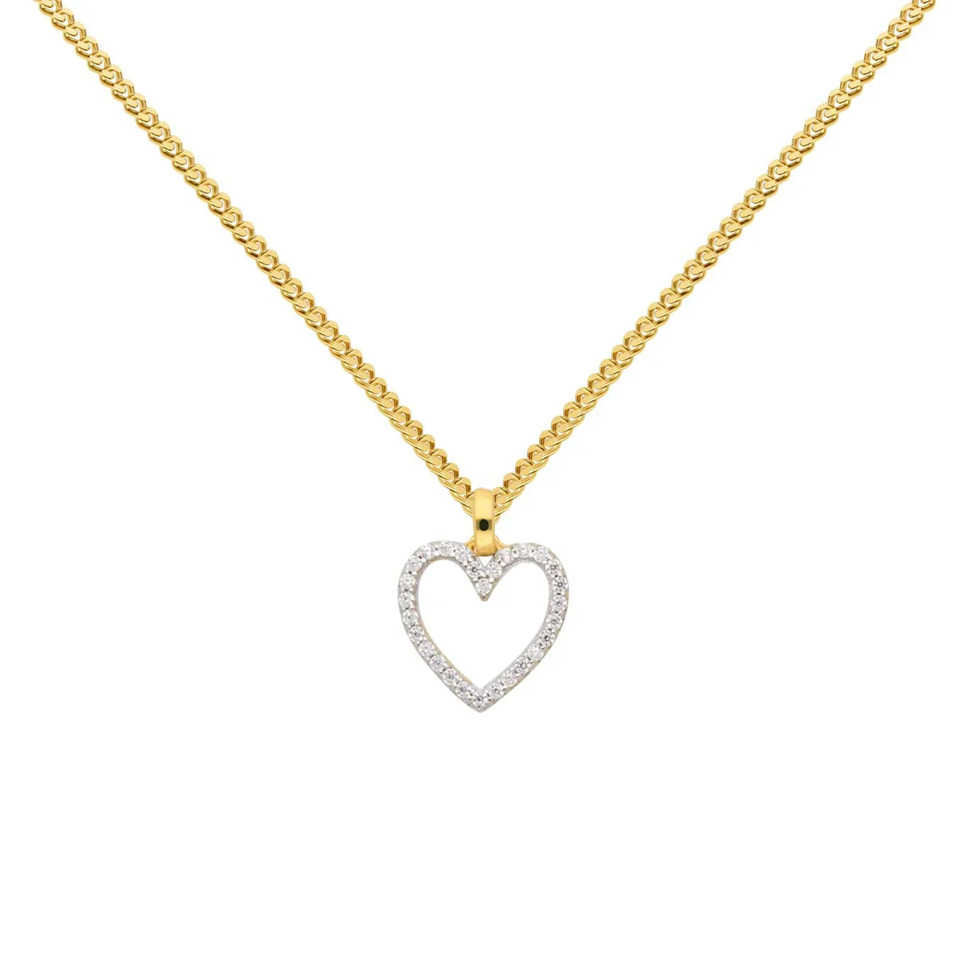 Anhänger Herz mit Zirkonia mit Kette 1,1 mm 333-8 Karat Gold
