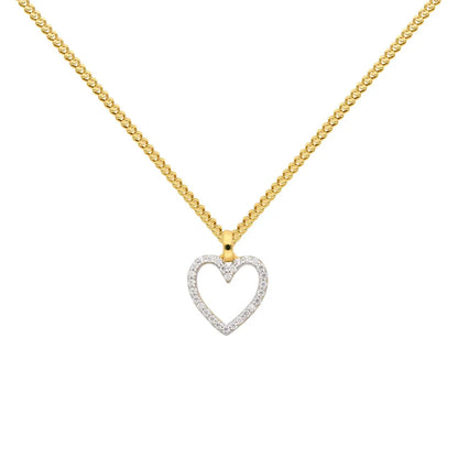 Anhänger Herz mit Zirkonia mit Kette 1,1 mm 333-8 Karat Gold