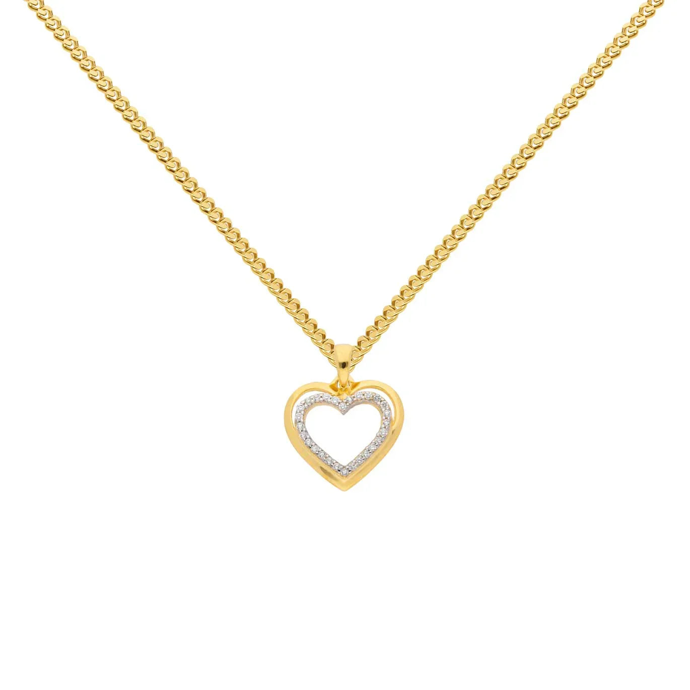 Anhänger Herz mit Zirkonia mit Kette 1,1 mm 333-8 Karat Gold