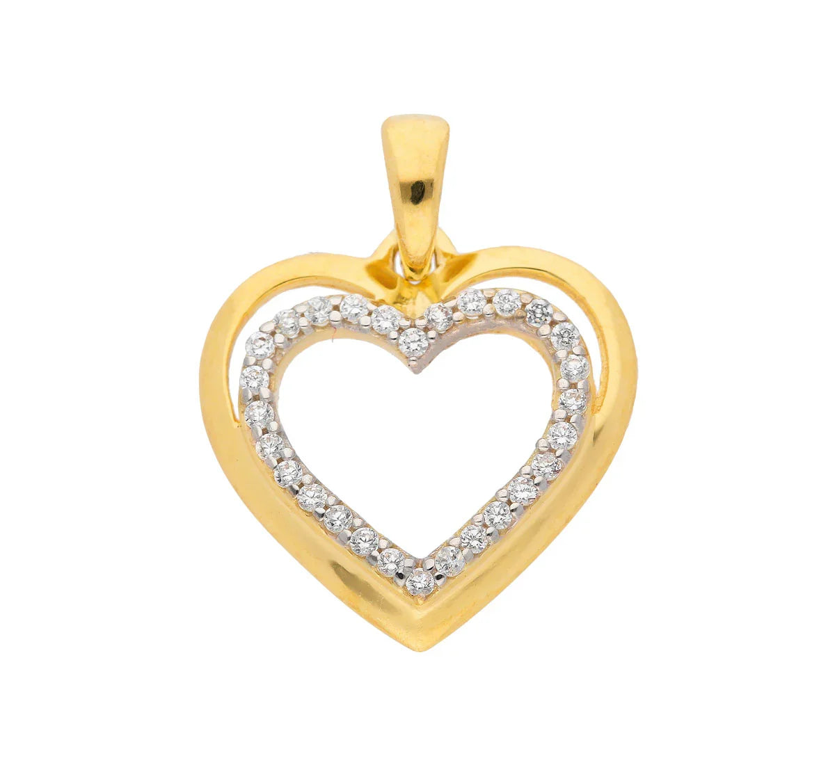 Anhänger Herz mit Zirkonia mit Kette 1,1 mm 333-8 Karat Gold