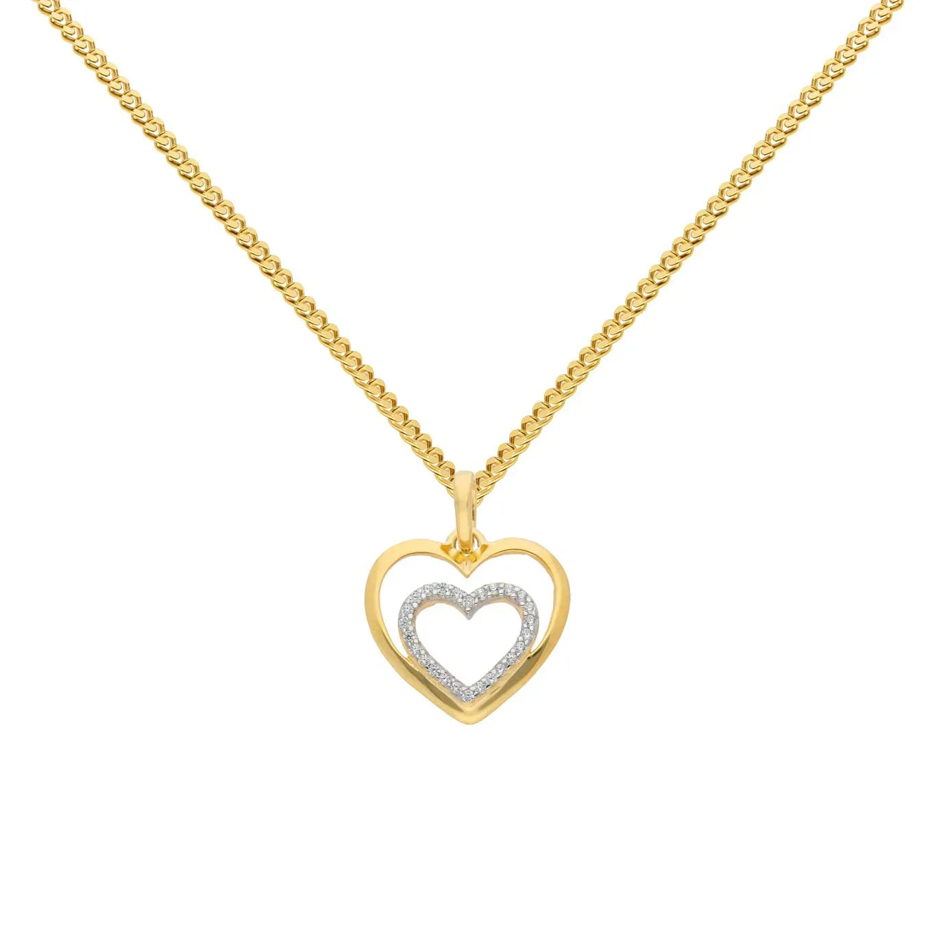 Gold Anhänger Herz Zirkonia mit Goldkette massiv 333-8 Karat Gold