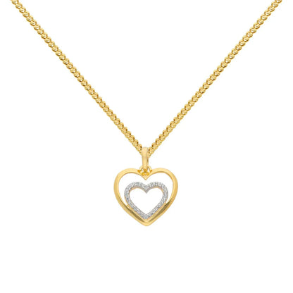 Gold Anhänger Herz Zirkonia mit Goldkette massiv 333-8 Karat Gold