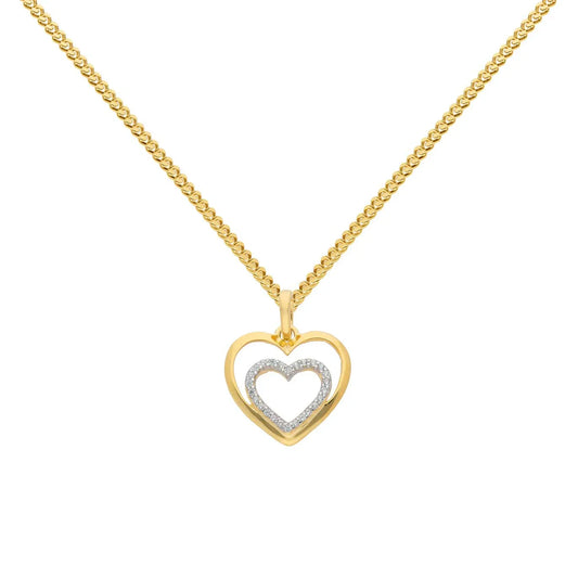 Gold Anhänger Herz Zirkonia mit Goldkette massiv 333-8 Karat Gold
